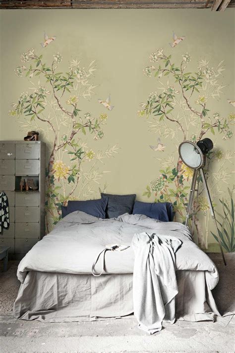 Vintage chinoiserie wallpaper / birds wallpaper / easy install | Etsy ...