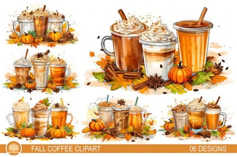 Fall Coffee Pumpkin Spice Latte Clipart Graphic by SVGoriginalcreations ...