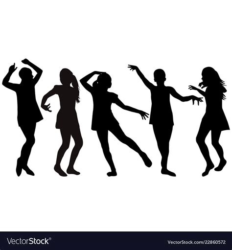 Silhouettes of girls dancing Royalty Free Vector Image