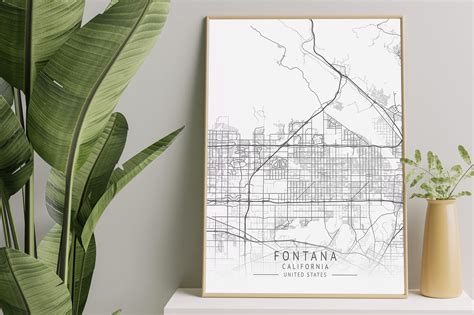 Fontana - California US Gray City Map Graphic by calendarstores ...