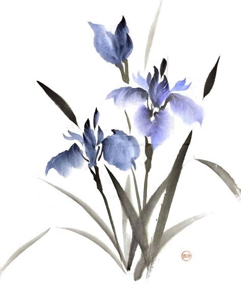 [Sumie] Irises by bsshka | Lezioni di acquerello arte, Acquerello ...