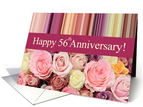 56th Wedding Anniversary Pastel Roses and Stripes card (1085110)