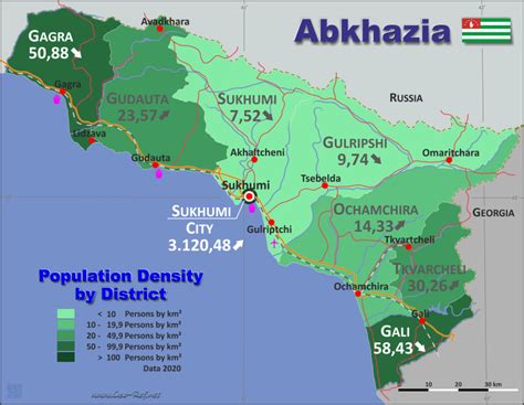 Abkhazia Country data, links and map by administrative structure