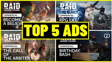 RAID Shadow Legends: Top 5 Commercial Ads - YouTube