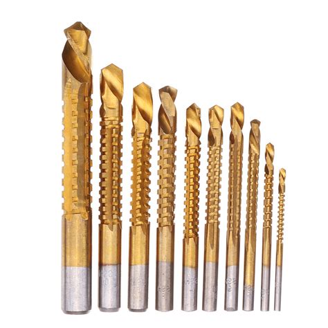 drillpro 10pcs 3-13mm hss titanium coated twist drill bit set wood ...