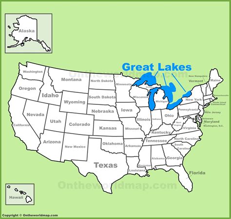 Great Lakes location on the U.S. Map