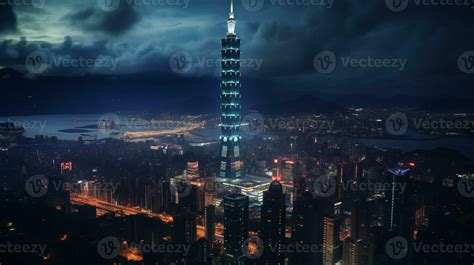 Night view of Taipei 101. Generative AI 32977389 Stock Photo at Vecteezy