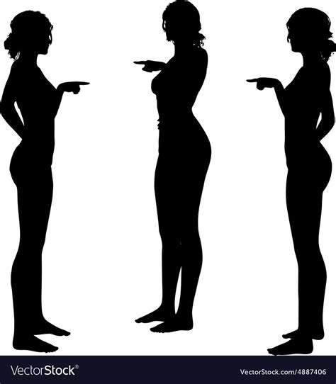 Woman silhouette with hand gesture finger pointing