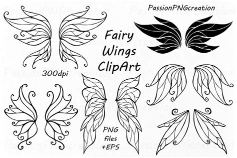 Fairy Wings Clipart Doodle wings clip art Hand drawn | Etsy Fairy Wings ...