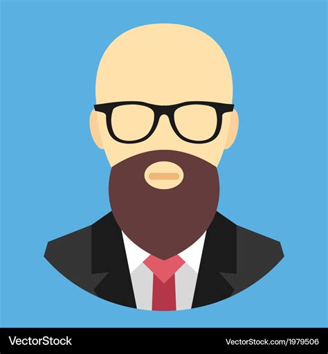 Bald Man with Beard and Glasses Icon Royalty Free Vector