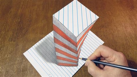 How to Draw 3D Illusion on Line Paper - Drawing Big Screwed Object - By ...