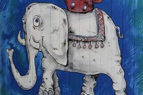 Free Images : mammal, blue, elephant, painting, art, drawing ...