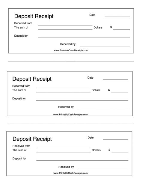 Bank Deposit Receipt Template Clean – Customizable Receipt Templates