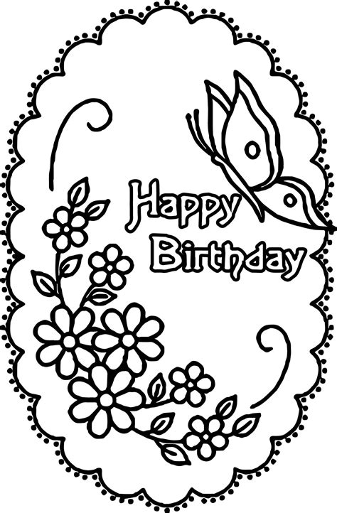 Flowery Happy Birthday Coloring Pages | Happy birthday coloring pages ...