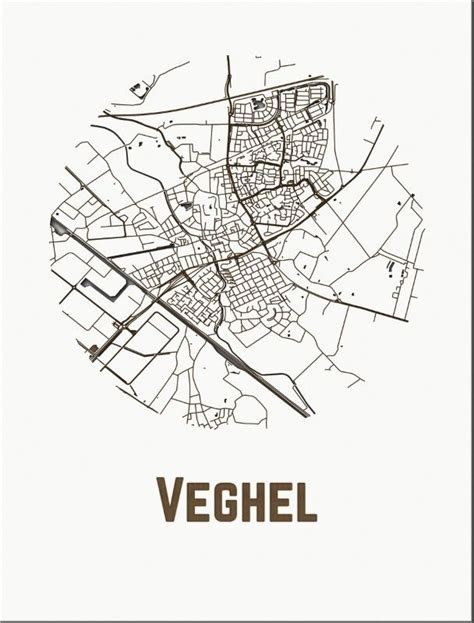 Houten stadsplattegrond Veghel - Stadskaart Veghel uit wit hout ...