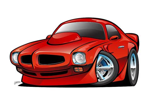 Classic Seventies American Muscle Car Cartoon Drawing by Jeff Hobrath ...