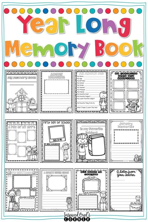 the year long memory book is shown in this printable version with ...