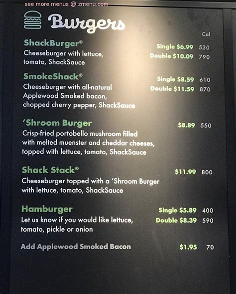 Menu at Shake Shack fast food, New York City, LaGuardia Airport, Terminal B