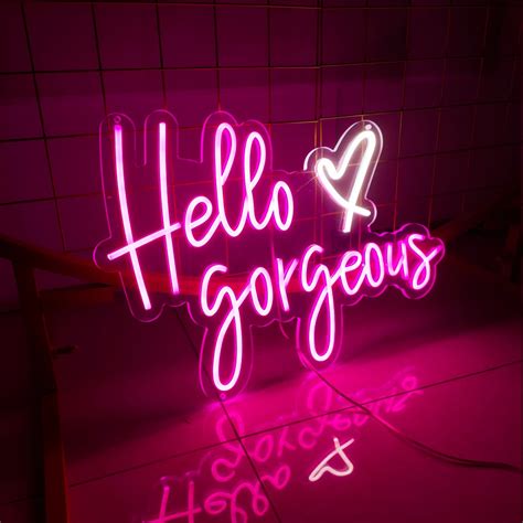 Custom Neon Sign hello gorgeous with heart lights Led for | Etsy