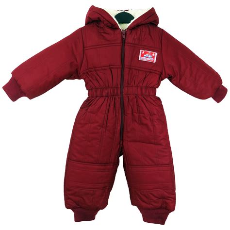 Kids Insulated Padded Snow Suit Cozy Winter Girls Boys Baby All-in-One ...