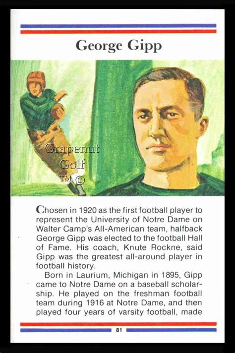 GEORGE GIPP TRUE VALUE GIPPER NOTRE DAME LEGEND ALL AMERICAN FOOTBALL ...