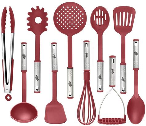 Cooking Utensils, 10 Nylon Stainless Steel Kitchen Supplies Set ...