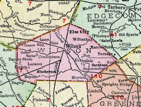 1911 Map of Wilson County, North Carolina by Rand McNally