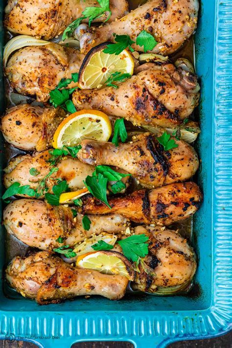 Lemon Garlic Baked Chicken Drumsticks - The Mediterranean Dish