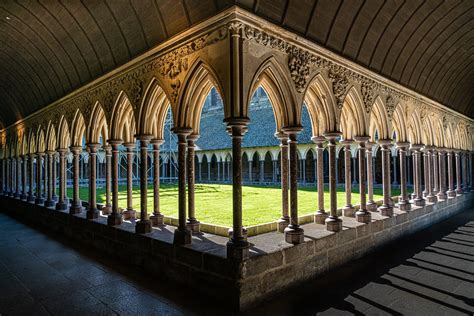 Mont-Saint-Michel Abbey cloister, France