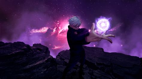 Satoru Gojo Pink Purple Sky Background HD Jujutsu Kaisen Wallpapers ...