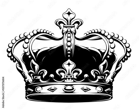 Crown clipart. Black and white isolated illustration of a crown. Symbol ...