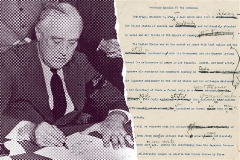 FDR's "Day of Infamy" Pearl Harbor speech, in first draft form.