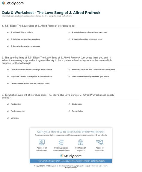 Prufrock Analysis Worksheet Answer Key — db-excel.com