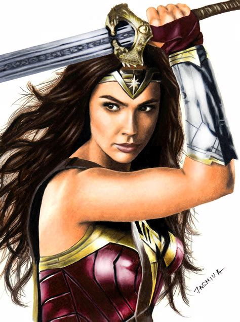 Colored pencil drawing of Wonder Woman by JasminaSusak on DeviantArt