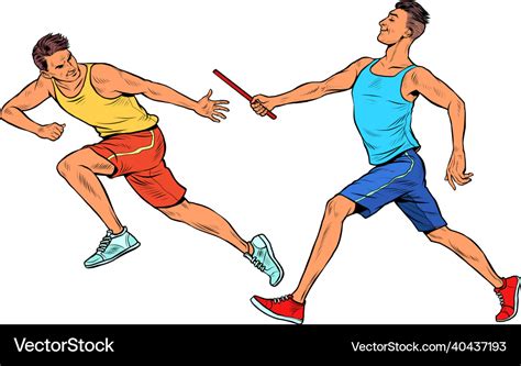 Sports relay passing the baton men athletes race Vector Image