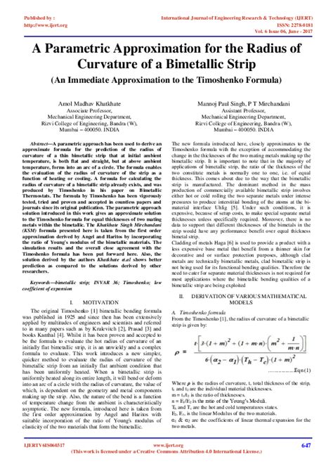 (PDF) A Parametric Approximation for the Radius of Curvature of a ...