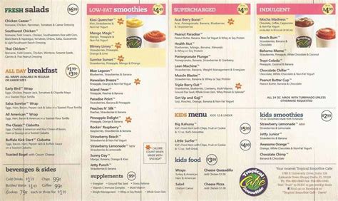 Tropical Smoothie Cafe Menu, Menu for Tropical Smoothie Cafe, Davie ...