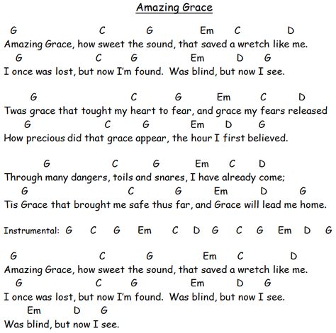 Guitar Chords for Amazing Grace | Amazing grace guitar chords, Guitar ...