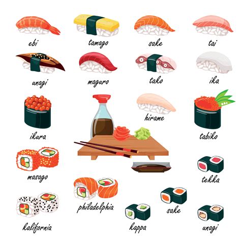 Asianfood. Big Set With Different Types Of Sushi, Rolls, Nigiri, Gukans ...