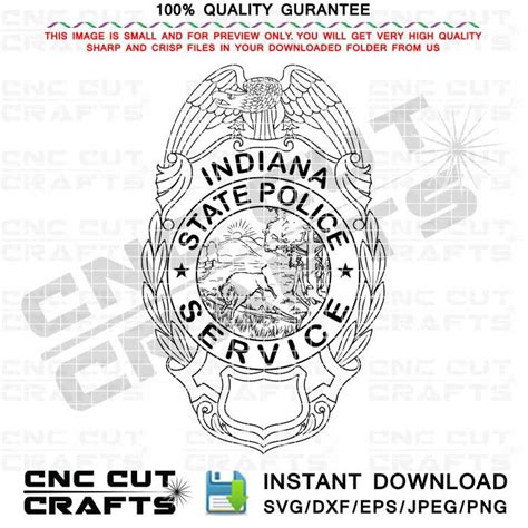 Indiana State Police SVG Service Badge Vector Eagle Top Badge Outline ...