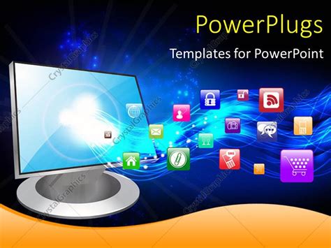 PowerPoint Template: a computer monitor with various apps in the ...