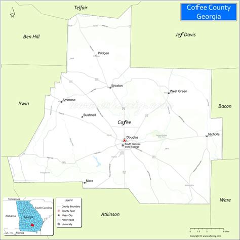 Map of Coffee County, Georgia - Thong Thai Real