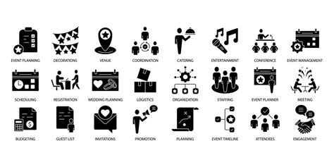 Event planning icons set. Set of editable stroke icons.Vector set of ...