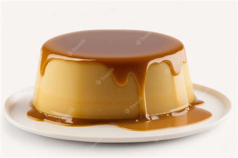 Premium Photo | A flan with caramel sauce on it isolated on white ...