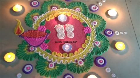 Beautiful laxmi Pooja rangoli... - Lovely creations DIY