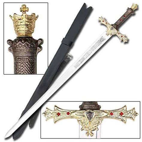 King Arthur's Excalibur Sword Gold Medieval Knight Replica-P