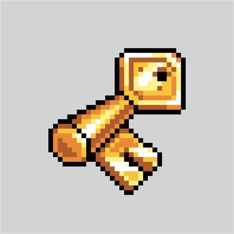 pixel art key. Yellow gold key pixelated design for logo, web, mobile ...