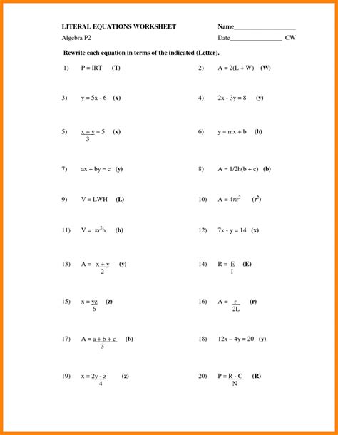 Math Worksheets For Grade 7 Simple Equations