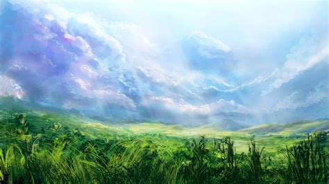 artwork, Nature, Clouds, Sky, Grass Wallpapers HD / Desktop and Mobile ...