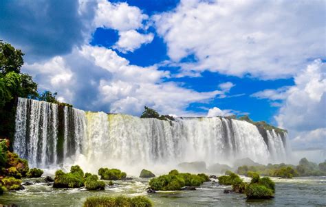 Wallpaper the sky, clouds, waterfall, Brazil, Brazil, The Iguaçu Falls ...